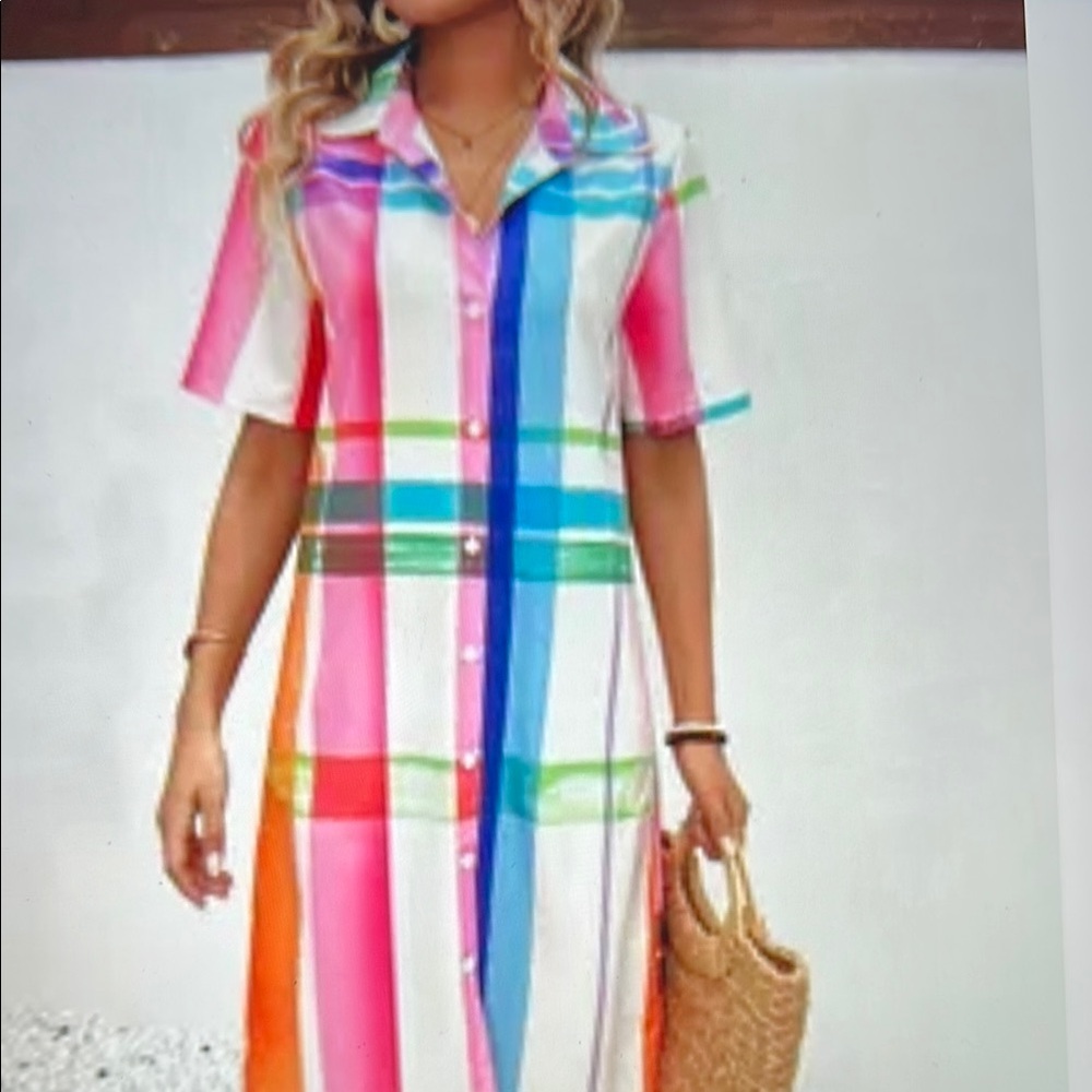 ❣️5 items $25 Colorful Plaid Button-Up Dress 💕
